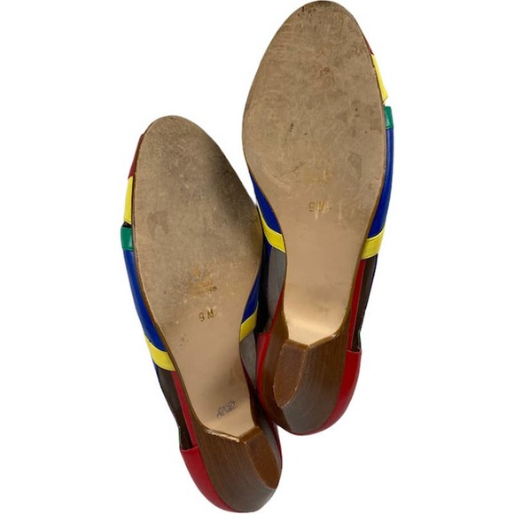 VAN ELI Women's Size 9M Sandals Peep Toe Primary Colors Low Heels Made in Italy - Picture 8 of 12